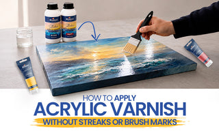 person applying acrylic varnish on painting