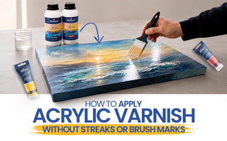 person applying acrylic varnish on painting